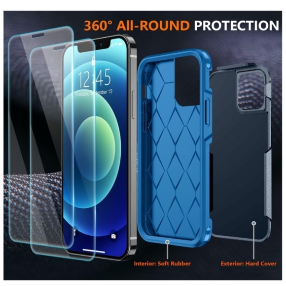 iPhone 12 Pro Black Spider Case with 2 pcs Tempered Glass - Picture 9 of 11